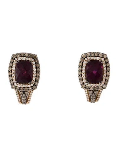 Pre-owned Le Vian 14k Rhodolite & Diamond Drop Earrings In Multi