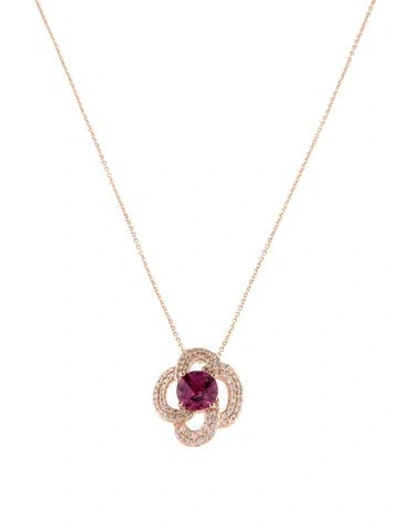 Pre-owned Le Vian 14k Rhodolite & Diamond Pendant Necklace, 18" In Multi
