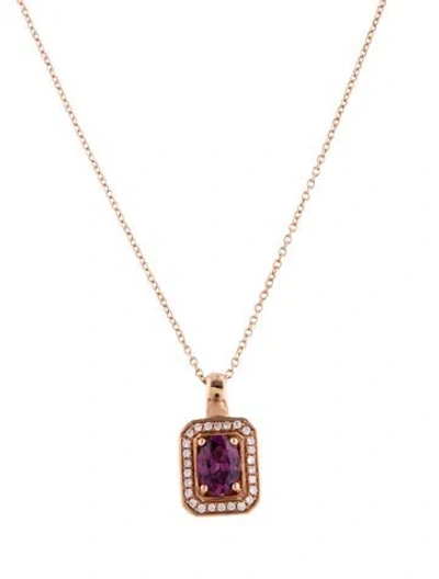 Pre-owned Le Vian 14k Rhodolite & Diamond Pendant Necklace, 18.25" In Multicolor