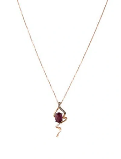 Pre-owned Le Vian 14k Rhodolite Garnet & Diamond Pendant Necklace, 18" In Multi