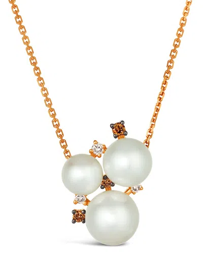 Le Vian ® 14k Rose Gold 0.13 Ct. Tw. Diamond & 6-9mm Pearl Pendant Necklace