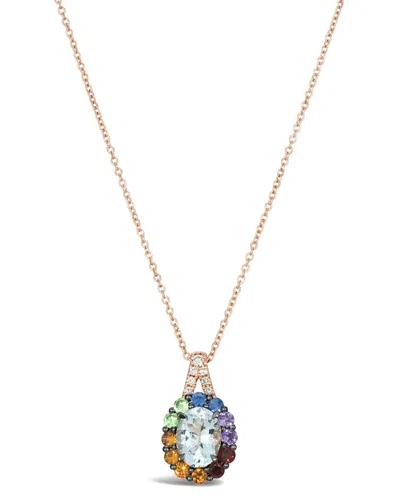 Le Vian 14k Rose Gold 0.13 Ct. Tw. Diamond & Aquamarine Pendant