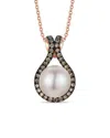 Le Vian 14k Rose Gold 0.25 Ct. Tw. Diamond & 8mm Pearl Pendant