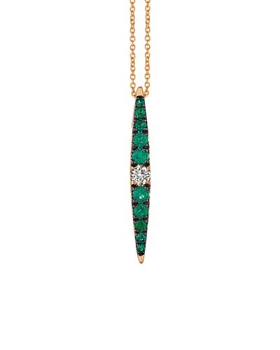 Le Vian 14k Rose Gold 0.44 Ct. Tw. Diamond & Emerald Necklace