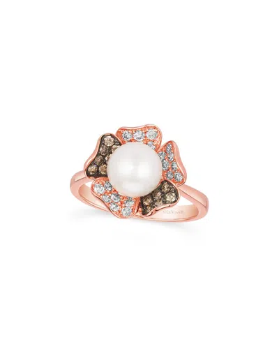 Le Vian 14k Rose Gold 0.48 Ct. Tw. Diamond 8mm Pearl Ring