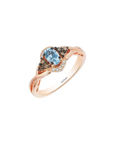 Le Vian 14k Rose Gold 0.51 Ct. Tw. Diamond & Aquamarine Ring In Blue