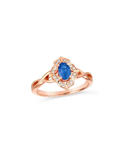 Le Vian ® 14k Rose Gold 0.63 Ct. Tw. Diamond & Sapphire Half-eternity Ring In Blue