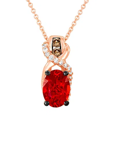 Le Vian 14k Rose Gold 0.75 Ct. Tw. Chocolate & White Diamond & Fire Opal Necklace
