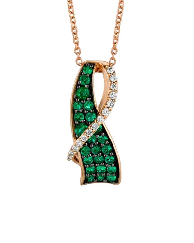 Le Vian ® 14k Rose Gold 0.82 Ct. Tw. Diamond & Emerald Necklace