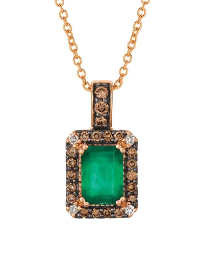 Le Vian 14k Rose Gold 0.91 Ct. Tw. Diamond & New Emerald Pendant