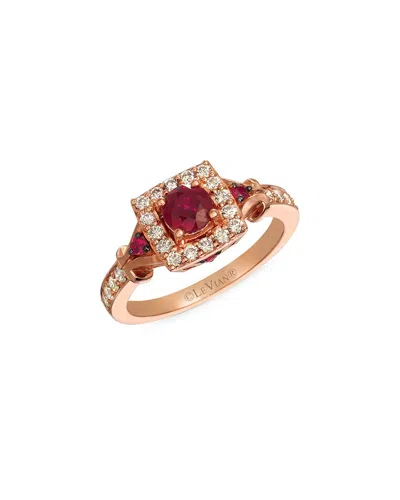 LE VIAN LE VIAN 14K ROSE GOLD 0.99 CT. TW. DIAMOND & RUBY RING