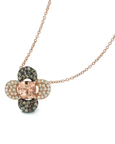 Le Vian 14k Rose Gold 1.08 Ct. Tw. Diamond & Morganite Pendant Necklace