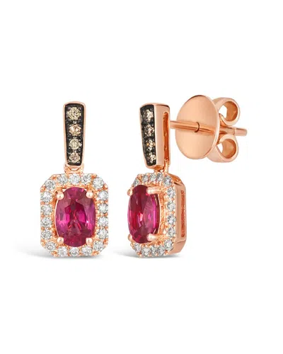 Le Vian 14k Rose Gold 1.15 Ct. Tw. Diamond & Ruby Drop Earrings