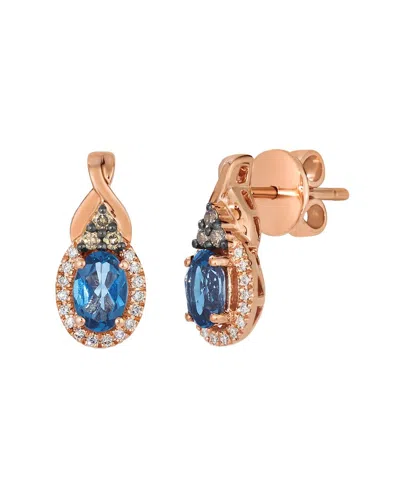 Le Vian 14k Rose Gold 1.17 Ct. Tw. Diamond & London Blue Topaz Earrings