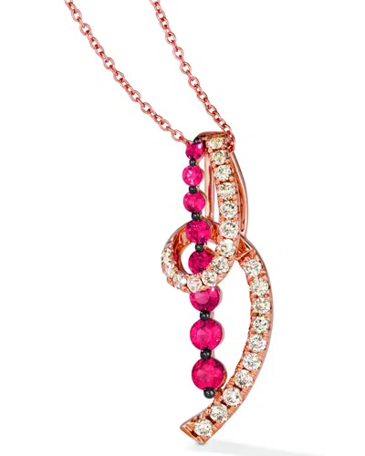 Le Vian 14k Rose Gold 1.20 Ct. Tw. Diamond & Ruby Pendant Necklace