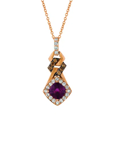 Le Vian ® 14k Rose Gold 1.27 Ct. Tw. Diamond & Rhodolite Pendant In Pink