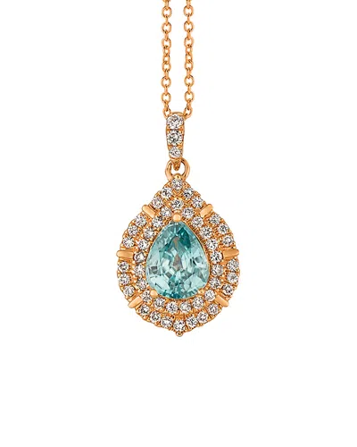 Le Vian 14k Rose Gold 1.34 0.27 Ct. Tw. Diamond & Blueberry Zircon Pendant Necklace