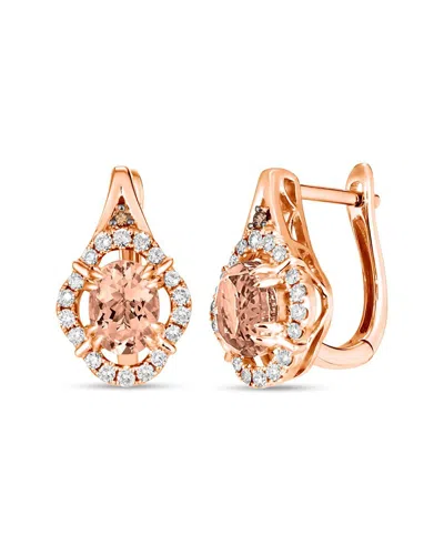 LE VIAN LE VIAN® 14K ROSE GOLD 1.37 CT. TW. DIAMOND & MORGANITE EARRINGS