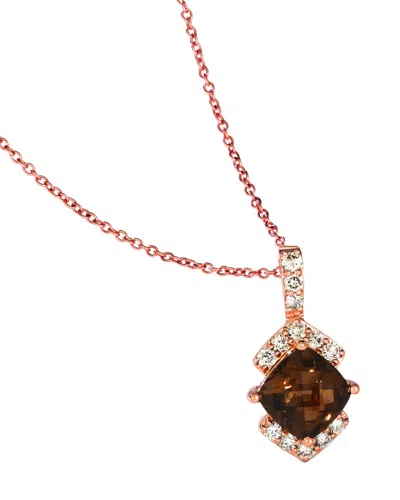 Le Vian 14k Rose Gold 1.59 Ct. Tw. Diamond & Smoky Quartz Pendant Necklace