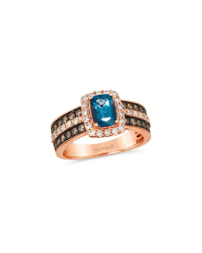 Le Vian ® 14k Rose Gold 1.67 Ct. Tw. Diamond & London Blue Topaz Cocktail Ring