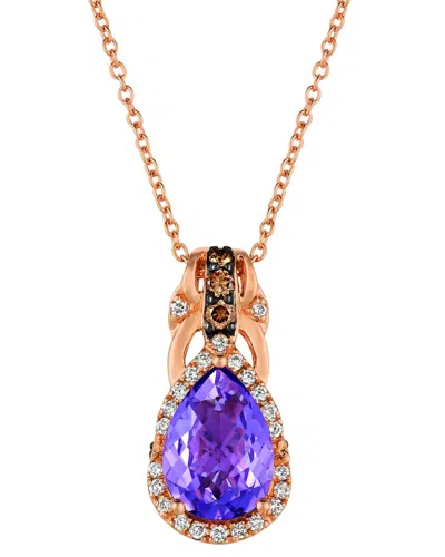 LE VIAN LE VIAN® 14K ROSE GOLD 1.70 CT. TW. DIAMOND & AMETHYST ROYAL BLUES PENDANT