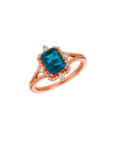 Le Vian ® 14k Rose Gold 1.81 Ct. Tw. Diamond & Deep Sea Blue Topaz™ Cocktail Ring