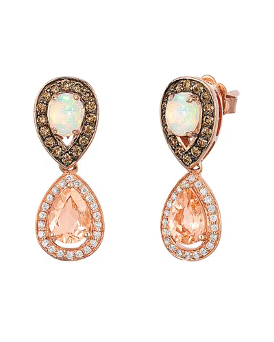 Le Vian 14k Rose Gold 1.82 Ct. Tw. Diamond & Peach Morganite Earrings