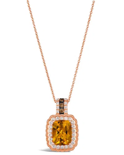 Le Vian 14k Rose Gold 1.84 Ct. Tw. Diamond & Citrine Pendant Necklace
