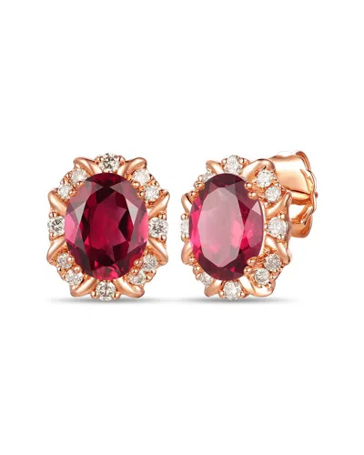 Le Vian ® 14k Rose Gold 1.91 Ct. Tw. Diamond & Rhodolite Studs In Pink