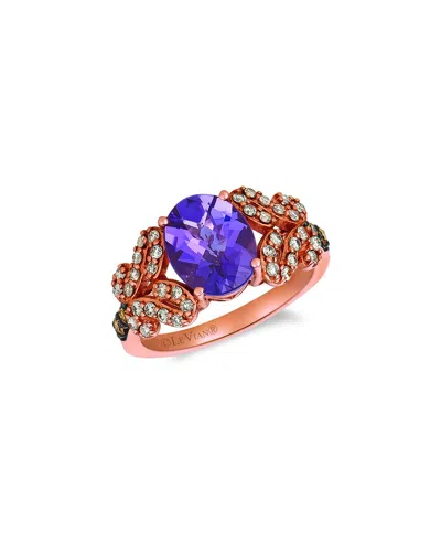 Le Vian 14k Rose Gold 2.42 Ct. Tw. Diamond & Grape Amethyst Cocktail Ring In Purple