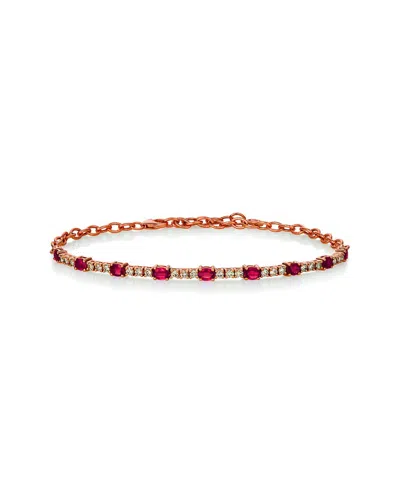 LE VIAN LE VIAN® 14K ROSE GOLD 2.45 CT. TW. DIAMOND & RUBY ADJUSTABLE BRACELET