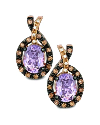 Le Vian ® 14k Rose Gold 2.55 Ct. Tw. Diamond & Pink Amethyst Drop Earrings In Purple
