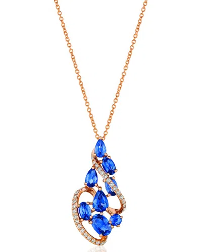 Le Vian 14k Rose Gold 2.66 Ct. Tw. Diamond & Sapphire Pendant Necklace