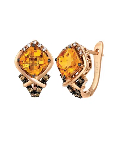 Le Vian ® 14k Rose Gold 2.68 Ct. Tw. Diamond & Citrine Earrings