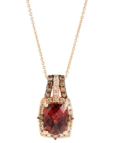 Le Vian 14k Rose Gold 2.89 Ct. Tw. Diamond & Rhodolite Pendant Necklace