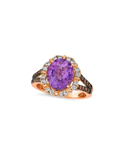 Le Vian ® 14k Rose Gold 3.89 Ct. Tw. Diamond & Amethyst Cocktail Ring In Green
