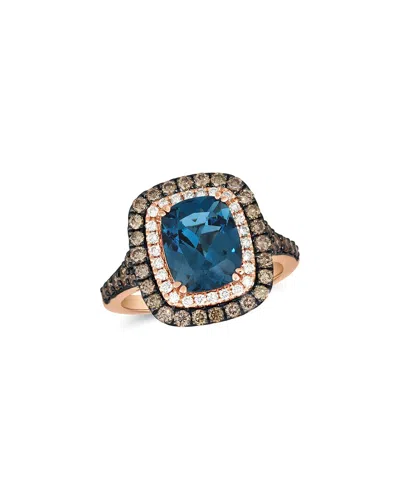 Le Vian ® 14k Rose Gold 4.19 Ct. Tw. Diamond & London Blue Topaz Cocktail Ring In Yellow