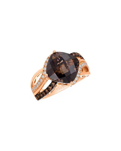 Le Vian ® 14k Rose Gold 4.93 Ct. Tw. Diamond & Smoky Quartz Cocktail Ring In Black