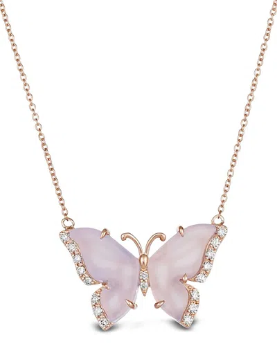 Le Vian 14k Rose Gold 5.71 Ct. Tw. Diamond & Blue Chalcedony Pendant Necklace