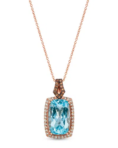 Le Vian 14k Rose Gold 9.73 Ct. Tw. Diamond & Blue Topaz Pendant Necklace