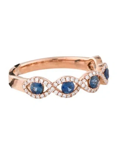 Pre-owned Le Vian 14k Sapphire & Diamond Band In Multi