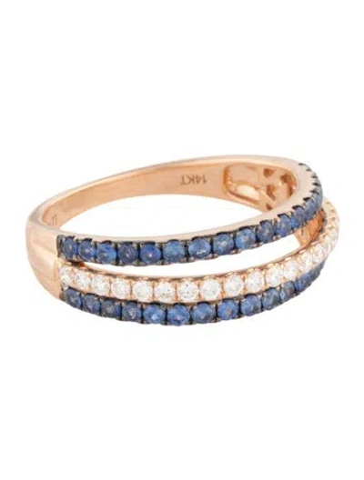 Pre-owned Le Vian 14k Sapphire & Diamond Band In Multicolor