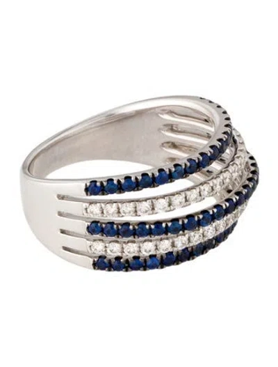 Pre-owned Le Vian 14k Sapphire & Diamond Five Row Band In Multi