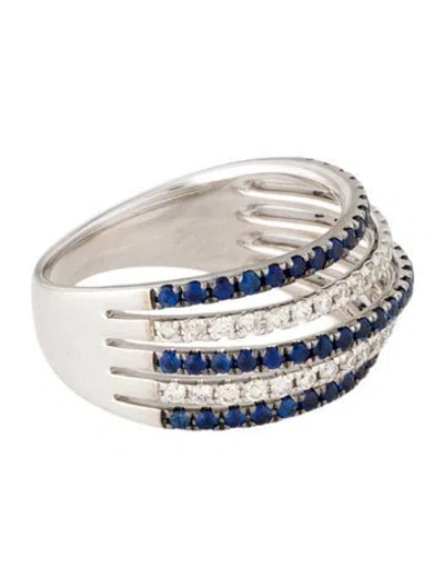 Pre-owned Le Vian 14k Sapphire & Diamond Five Row Band In Multi