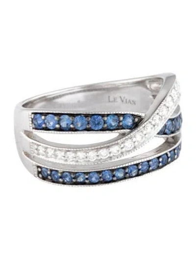 Pre-owned Le Vian 14k Sapphire & Diamond Wave Band In Multicolor