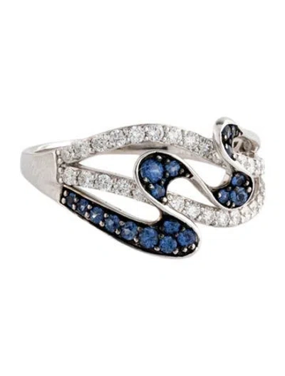 Pre-owned Le Vian 14k Sapphire & Diamond Wave Ring In Multicolor