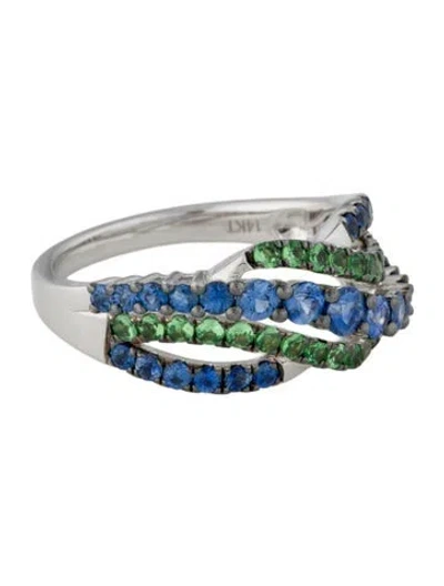 Pre-owned Le Vian 14k Sapphire & Tsavorite Garnet Band Ring In Multi