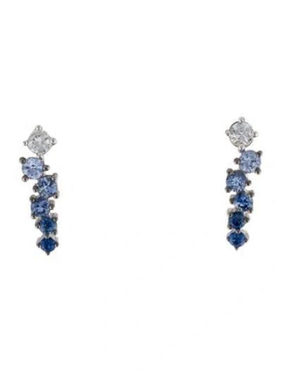 Pre-owned Le Vian 14k Sapphire Denim Ombré Stud Earrings In Multi