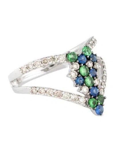 Pre-owned Le Vian 14k Sapphire, Tsavorite Garnet & Diamond Cocktail Ring In Multicolor