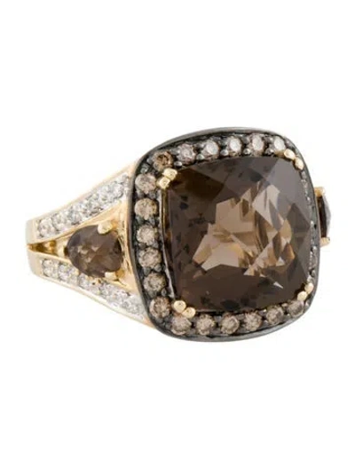 Pre-owned Le Vian 14k Smoky Quartz & Diamond Chocolate Halo Cocktail Ring In Multi